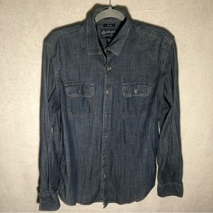 American Rag Shirt Mens Medium Blue Denim Cotton Long Sleeve Button Up